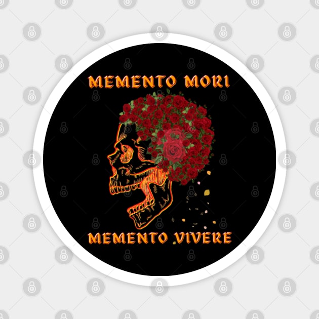 MEMENTO MORI MEMENTO VIVERE Skull With Roses Magnet by aspinBreedCo2